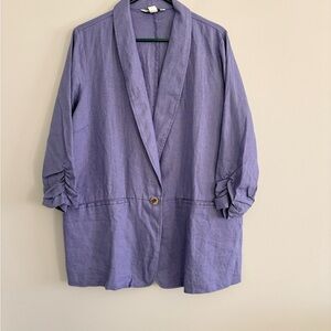 Coldwater Creek Blue Linen Blazer Jacket